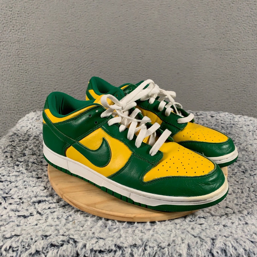 Nike Dunk Low SP Brazil Sneakers Mens 11 Yellow Green Leather Low Top CU1727-700